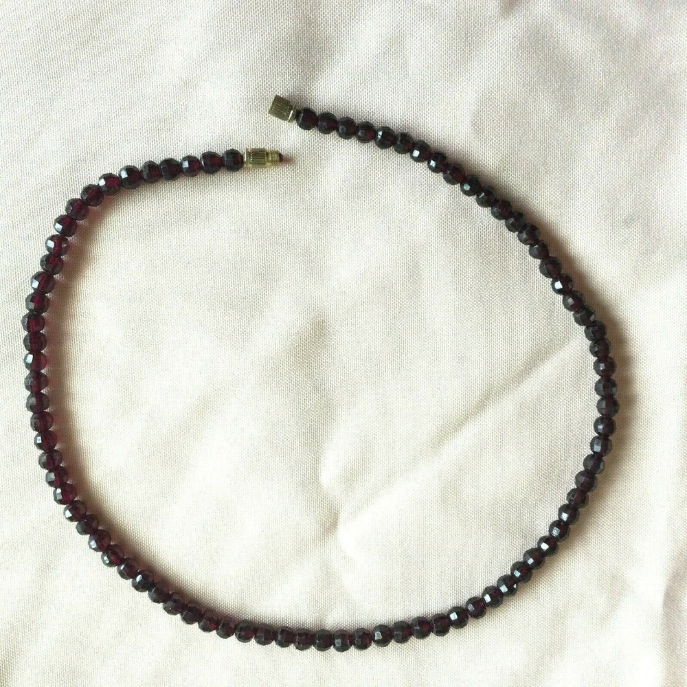 Faceted Garnet Bead Single Strand 18'' Necklace